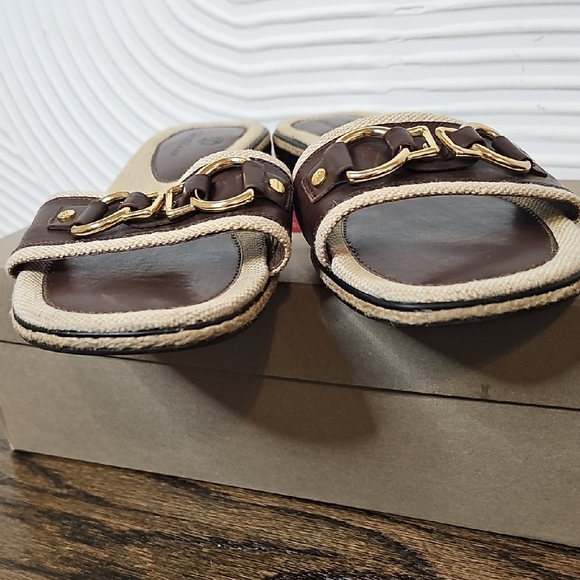 Cole Haan Brown and Gold Slide Sandals - Picture 7 of 7